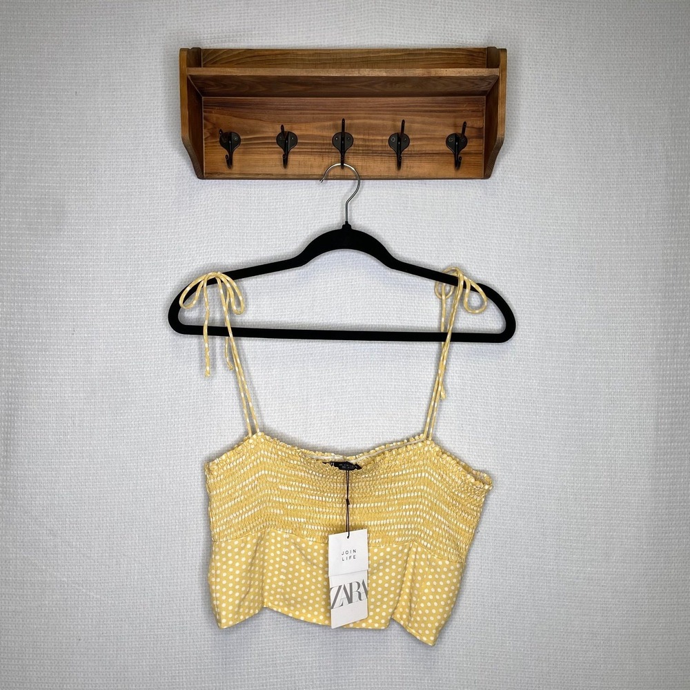 Zara | Yellow Polka Dot Tank Large‎ NWT Spaghetti Strap Butter Yellow